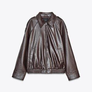 Zara Faux Leather Chocolate Bomber